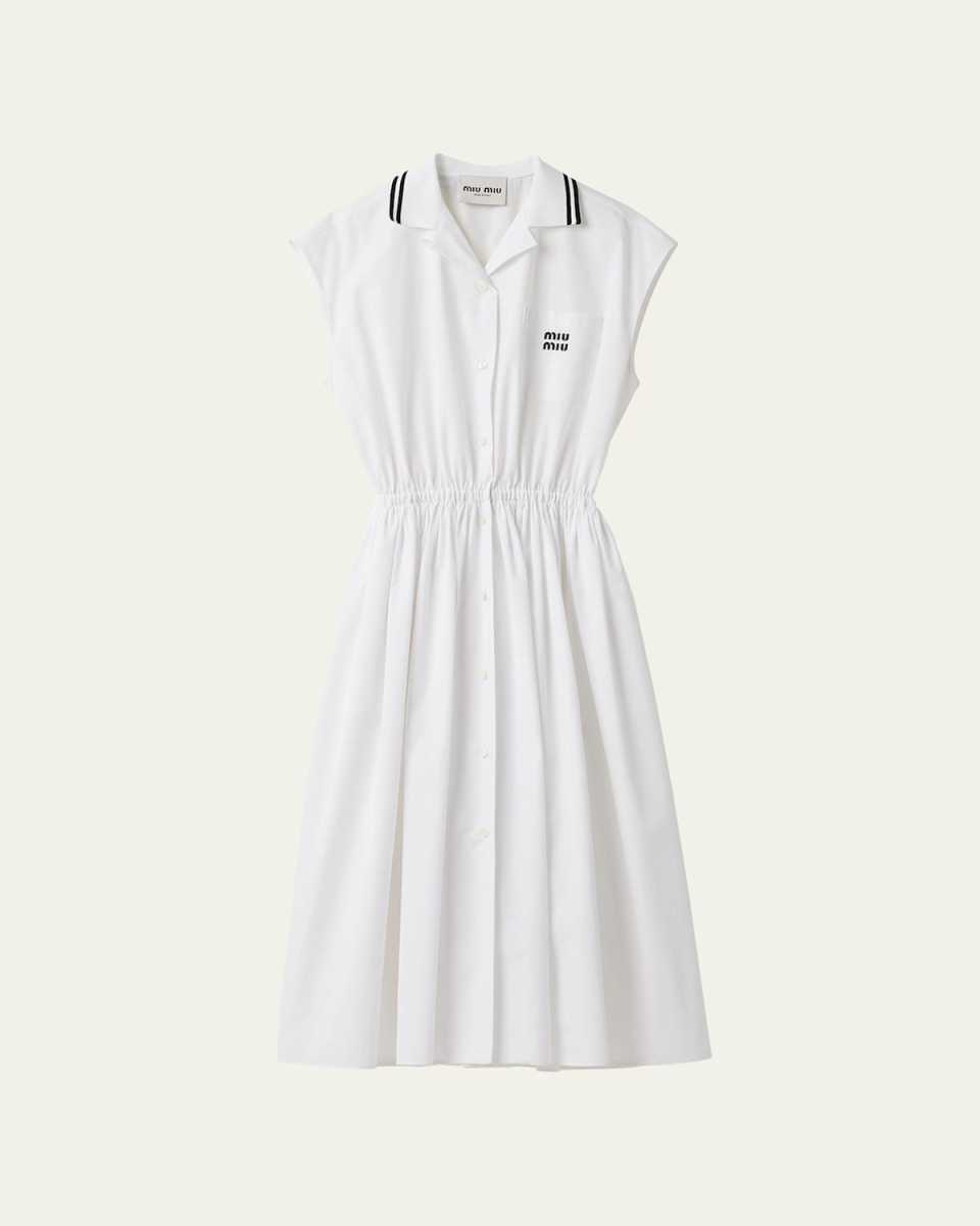 Logo-Embroidered Poplin Midi Dress
